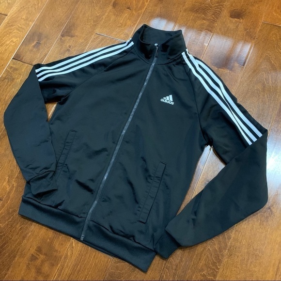 Adidas Three Stripes Black White Jacket Small - Picture 1 of 7